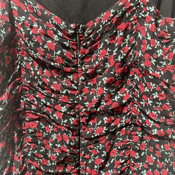 REFORMATION Floral Rose Print Ruched Mini Dress - Picture 3 of 10